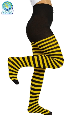 CALZE COLLANT RIGA NERO GIALLO BAMBINA